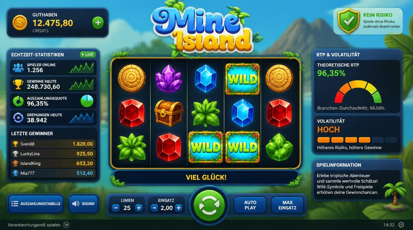 Virtuelle Credits und statistische UI-Elemente in einem Demo-Spiel interface